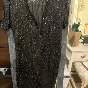 Leslie Fay Black and Blue Sequin Dress